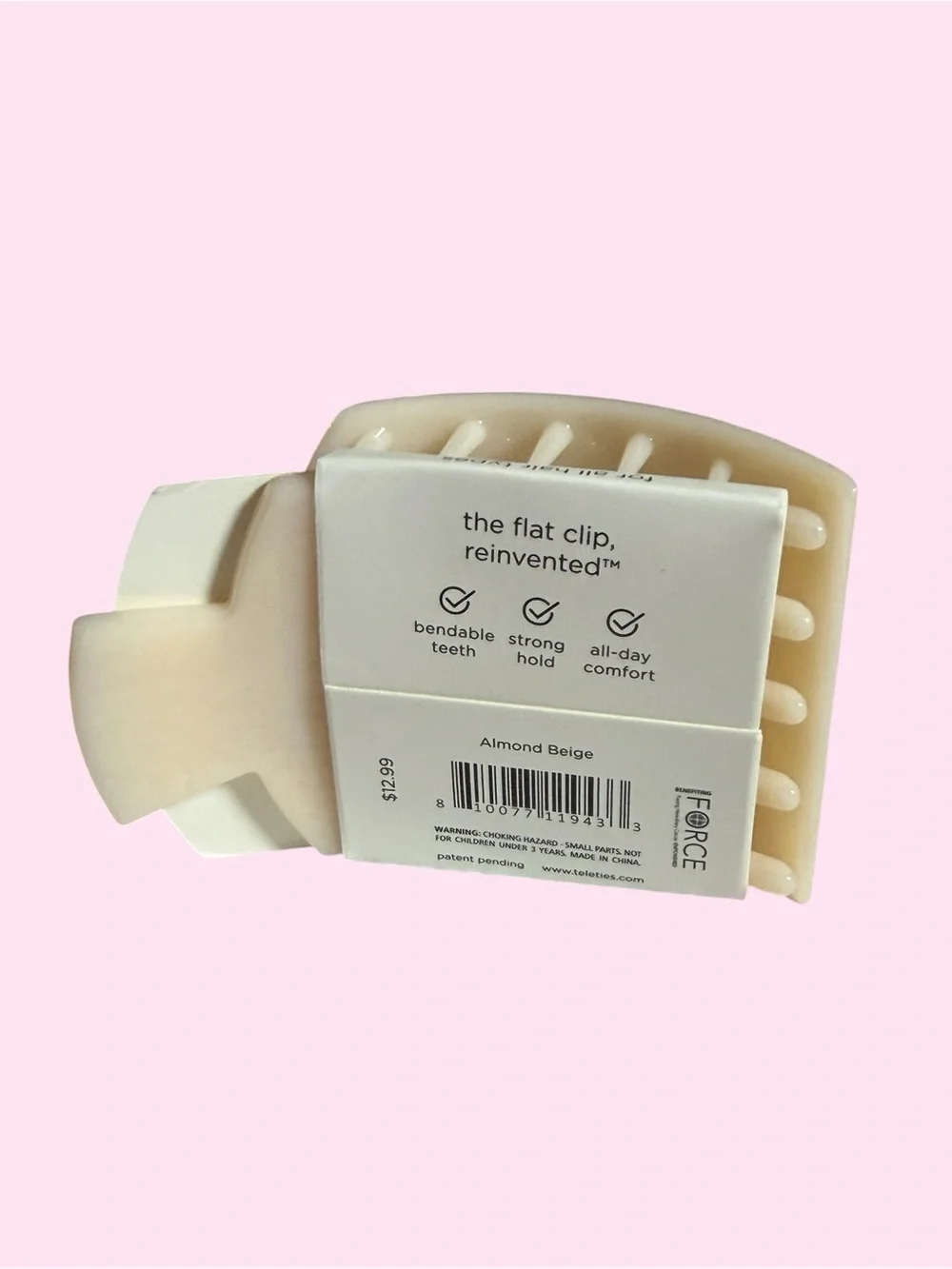 Teleties Flat Clip — Almond  Beige NWT